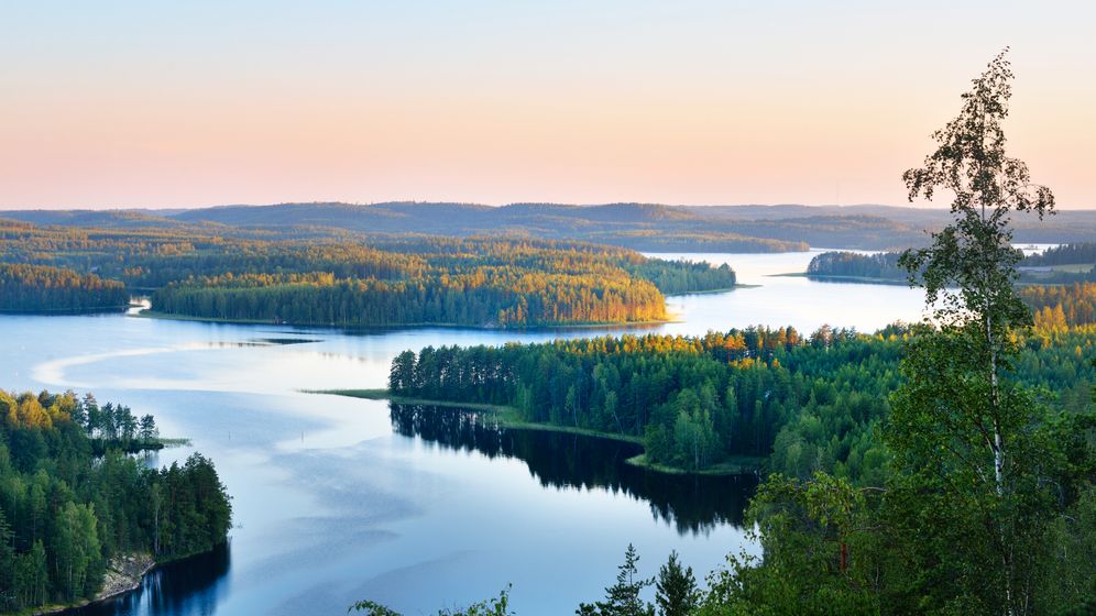 Landscape of Saimaa lake from above, Finland